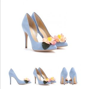 Charlotte Olympia Vamp in Bloom Suede heels